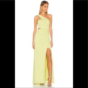 BCBGMAXAZRIA One Shoulder Cut Out Gown Lime XS